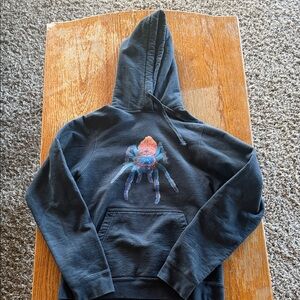 Kids Black Hoodie with Colorful Spider Graphic